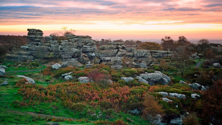 Autumn sunrise at Brimham Rocks in North Yorkshire